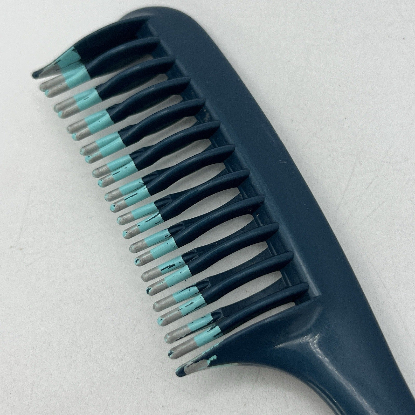 Vintage Color Dip Unbreakable Detangler Comb Green Blue Gray 8.5" Taiwan