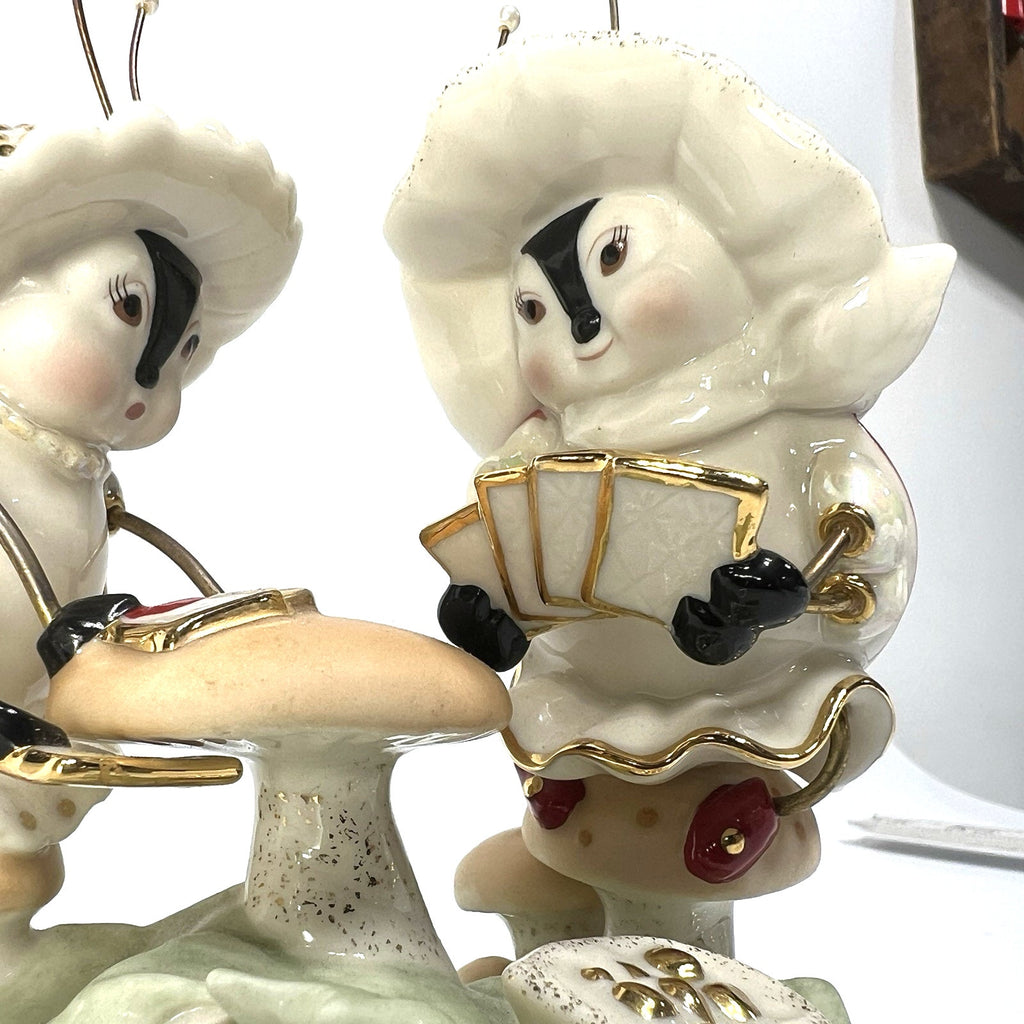 Lenox Treasures Lucky Ladybugs Playing Cards Garden Figurine Mushroom 5"
