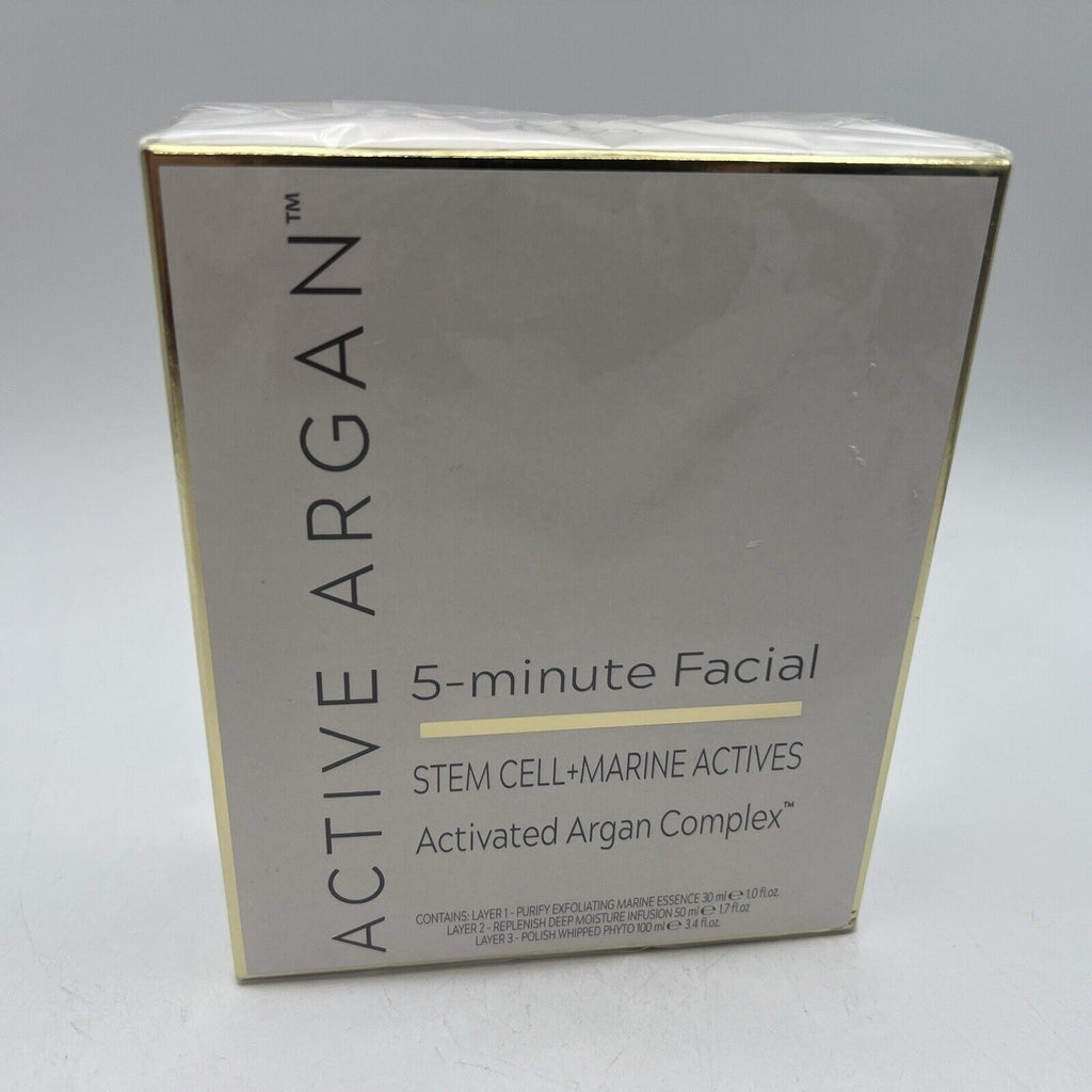 Active Argan Stem Cell Marine Actives 3 Layer 5 Minute Facial Kit Italy NEW
