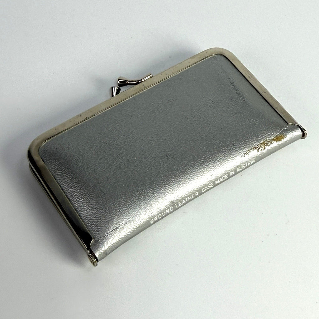 7 Pc Small Vtg Manicure Set Travel Purse Silver Leather Stainless Germany 4.5"