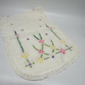 Vintage Dresser Scarf Table Runner Pink Green Embroidered Flowers Lace 14x42"