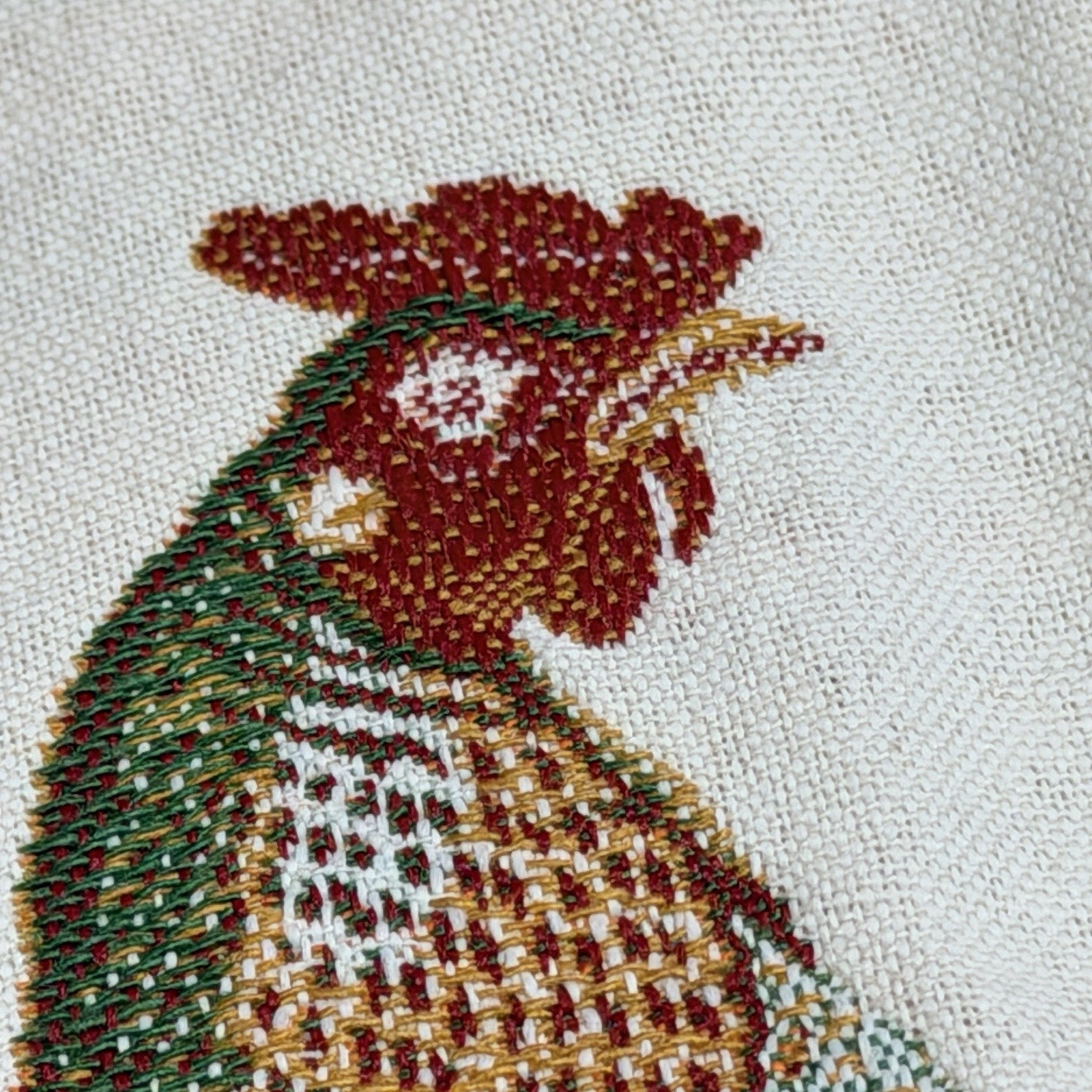 Set 4 Tissus Toselli Woven Placemats Chickens Rooster Fall Red Green France