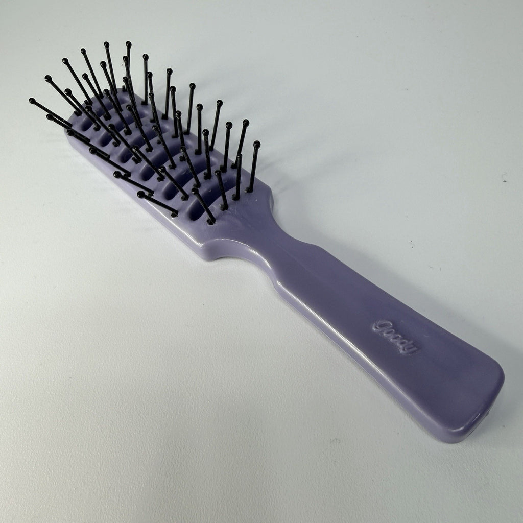 Vintage 1980s GOODY Vented Hair Brush Pocket Travel Purple Ball Tip USA 6” USA