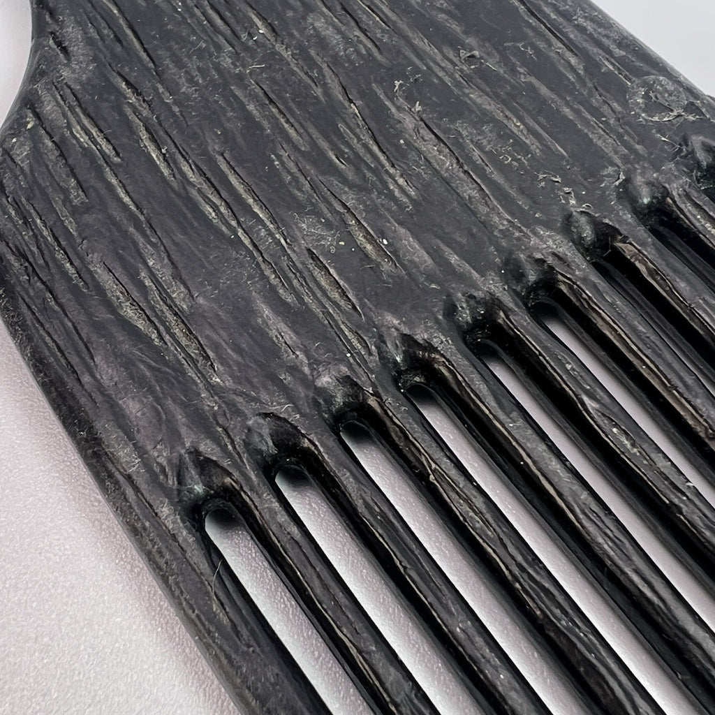 Vtg Black Coramite Hair Pick Comb Perm Lift Wood Grain 70s 80s 90s Goody Style