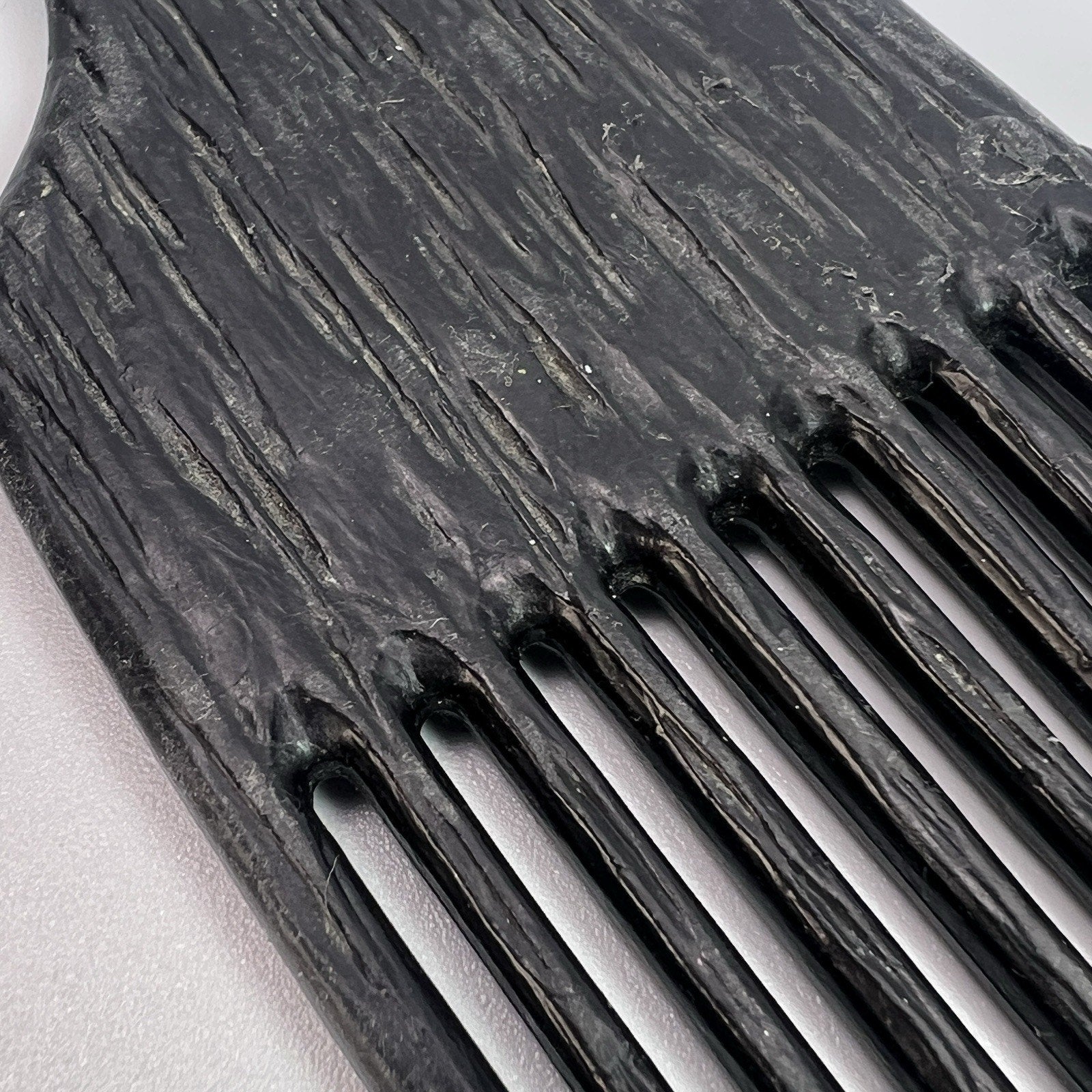 Vtg Black Coramite Hair Pick Comb Perm Lift Wood Grain 70s 80s 90s Goody Style