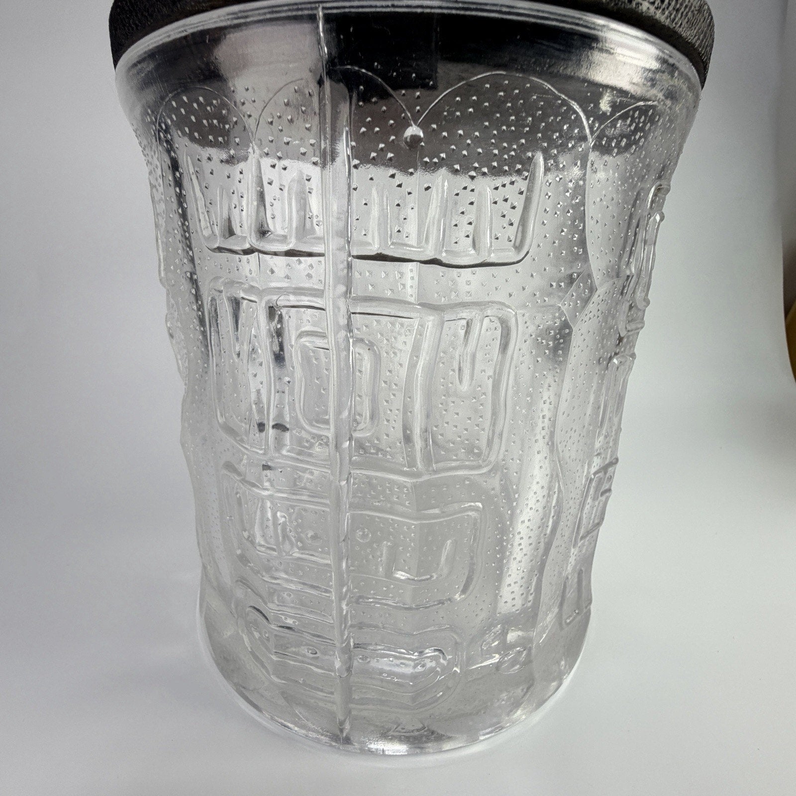 Vintage MCM Spiegelau Heavy Glass Tiki Ice Bucket 1970s Wood Lid 8" West Germany