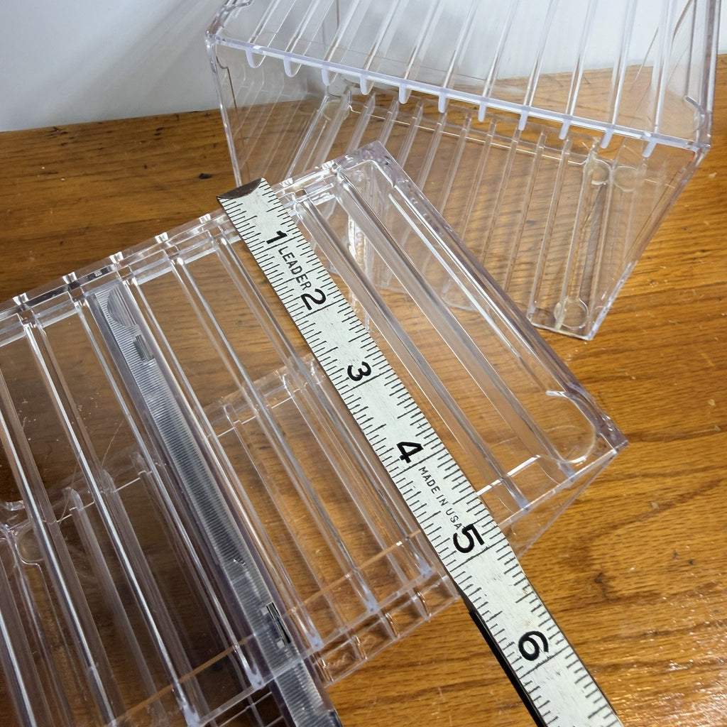 Lot 2 Clear Acrylic 12 CD Storage Cases Organizer Stackable Media Holder Lucite