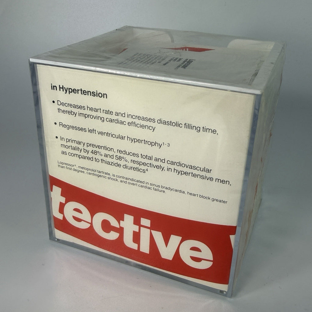 Vintage Pharm Rep Drug Lopressor Paper Note Cube Holder Metoprolol NEW 1988