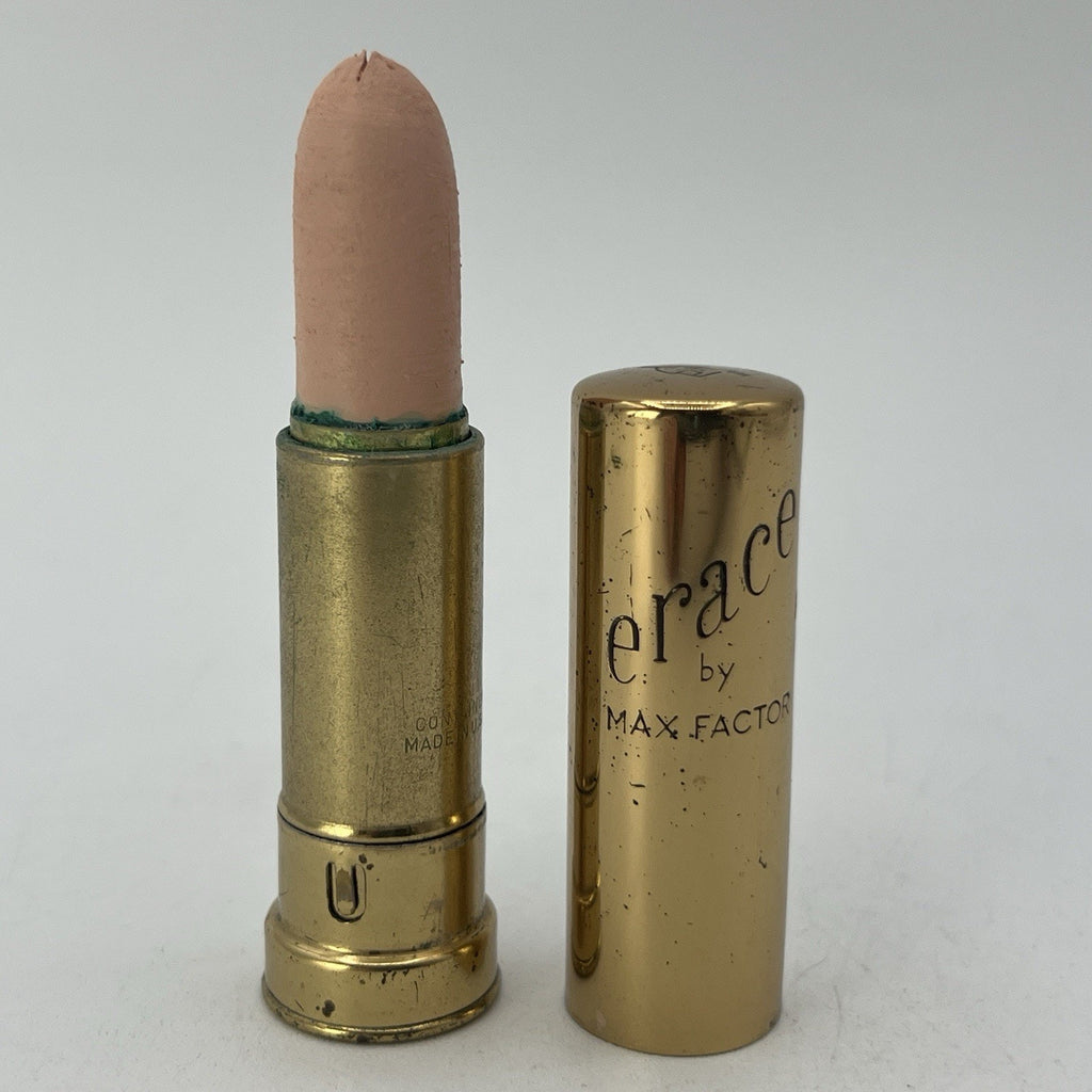 Vintage Max Factor Erace NATURAL Cover Up Concealer Gold Brass Tube NOS