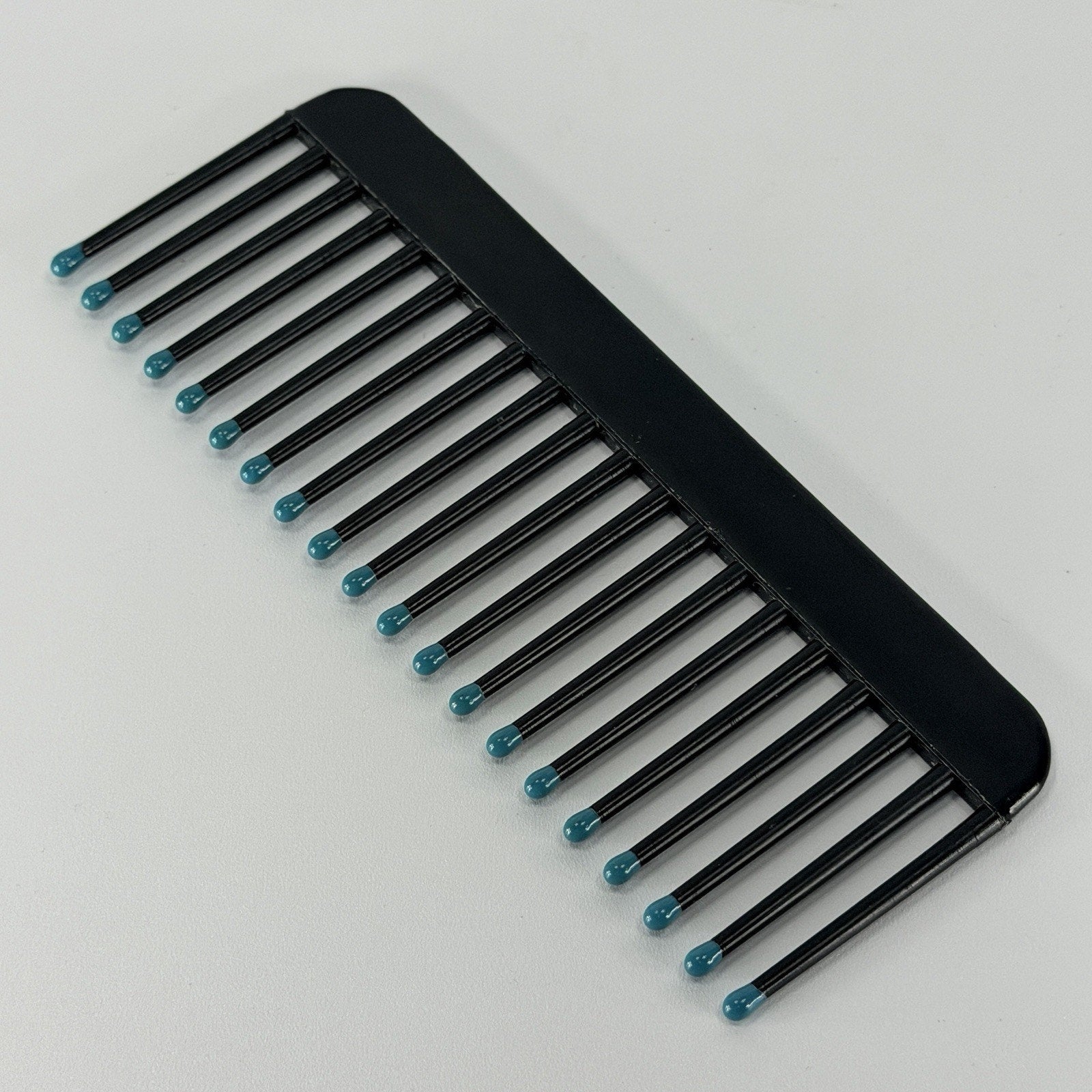 Vintage Black Teal Color Dip Wide Tooth Comb 80s 90s Plastic 6.5"