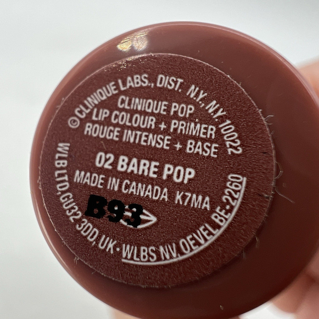 Clinique Pop Lipsticks Lip Colour 02 Bare Pop .13oz/3.8g Full size NEW