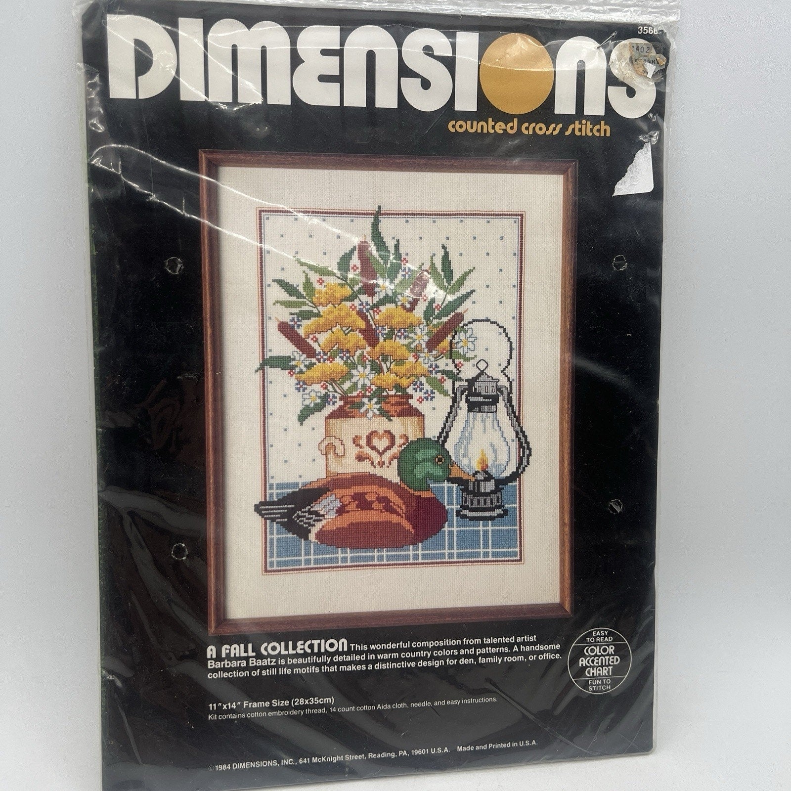 Vtg Dimensions Fall Collection 11x14 Cross Stitch Kit 3568 Duck Grannycore NEW