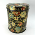 Vintage Butter Crunch Metal Tin Black Red Teal Gold Floral 5" Retro MCM