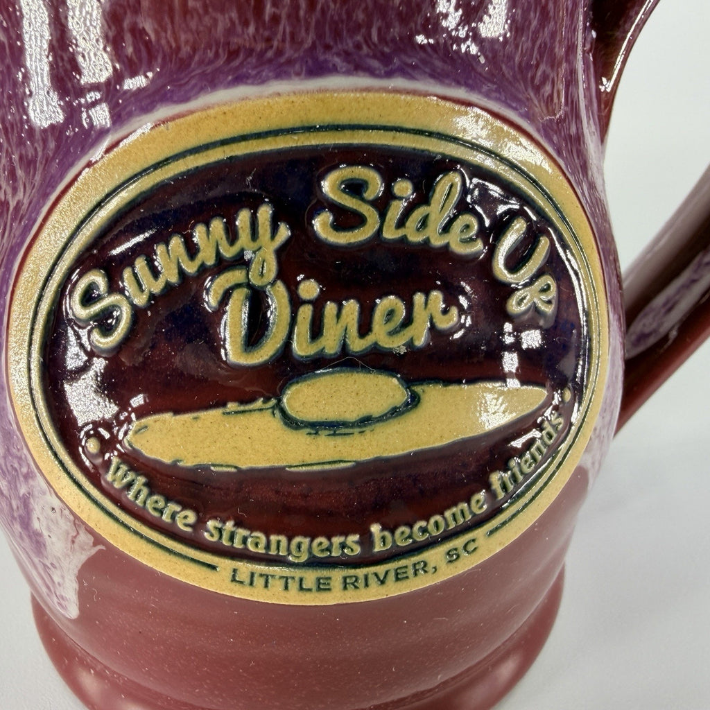 Deneen Pottery Sunny Side Up Diner Coffee Mug Red Drip Glaze 2016 Handmade