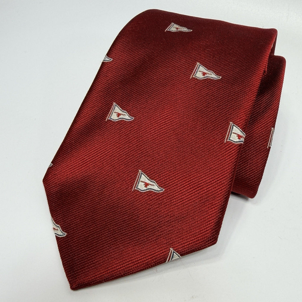 Vtg Fort Worth Boat Club Neck Tie Harbor Pennant Flag Texas Longhorn Red 3.5"