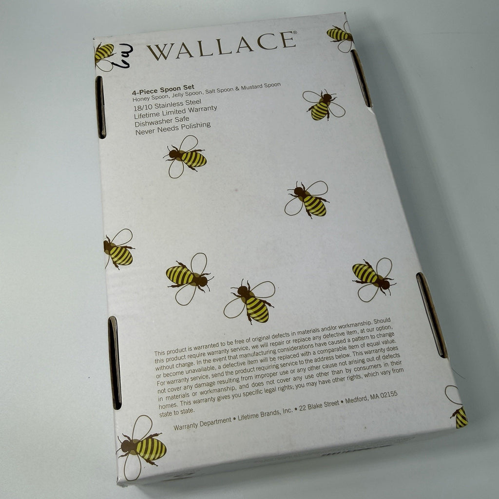 Wallace 4 Piece Stainless Steel Napoleon Bee Serving Spoon Set 2015 NEW