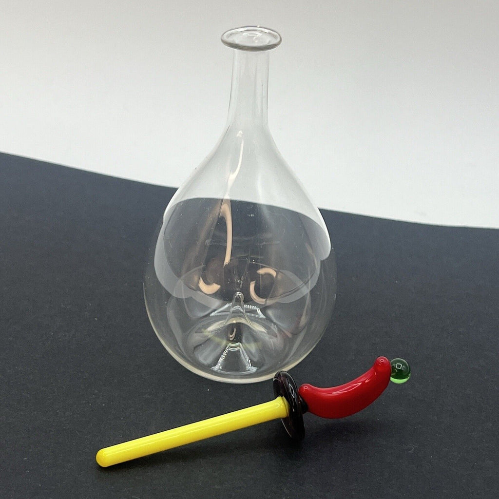 Venetian Art Glass Hand Blown Perfume Bottle Dabber Crescent Moon Colorful 5"