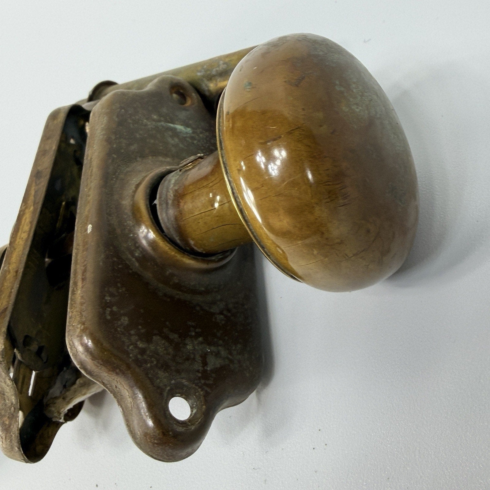 Antique Brass Closet Door Knob Lever Escutcheon Plates Spindle 2" Handle