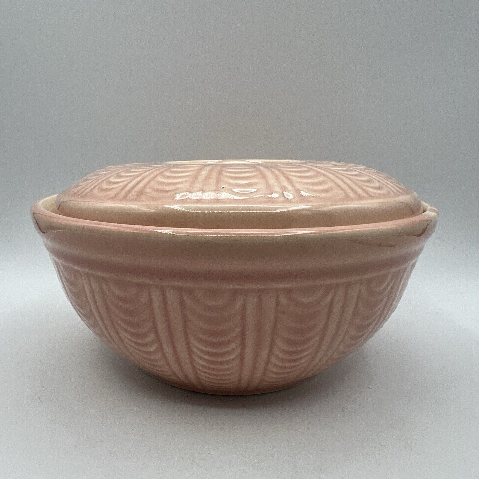 Vintage Hull Pottery Pink Quilted Bakeware Covered Casserole Dish Lid 8"
