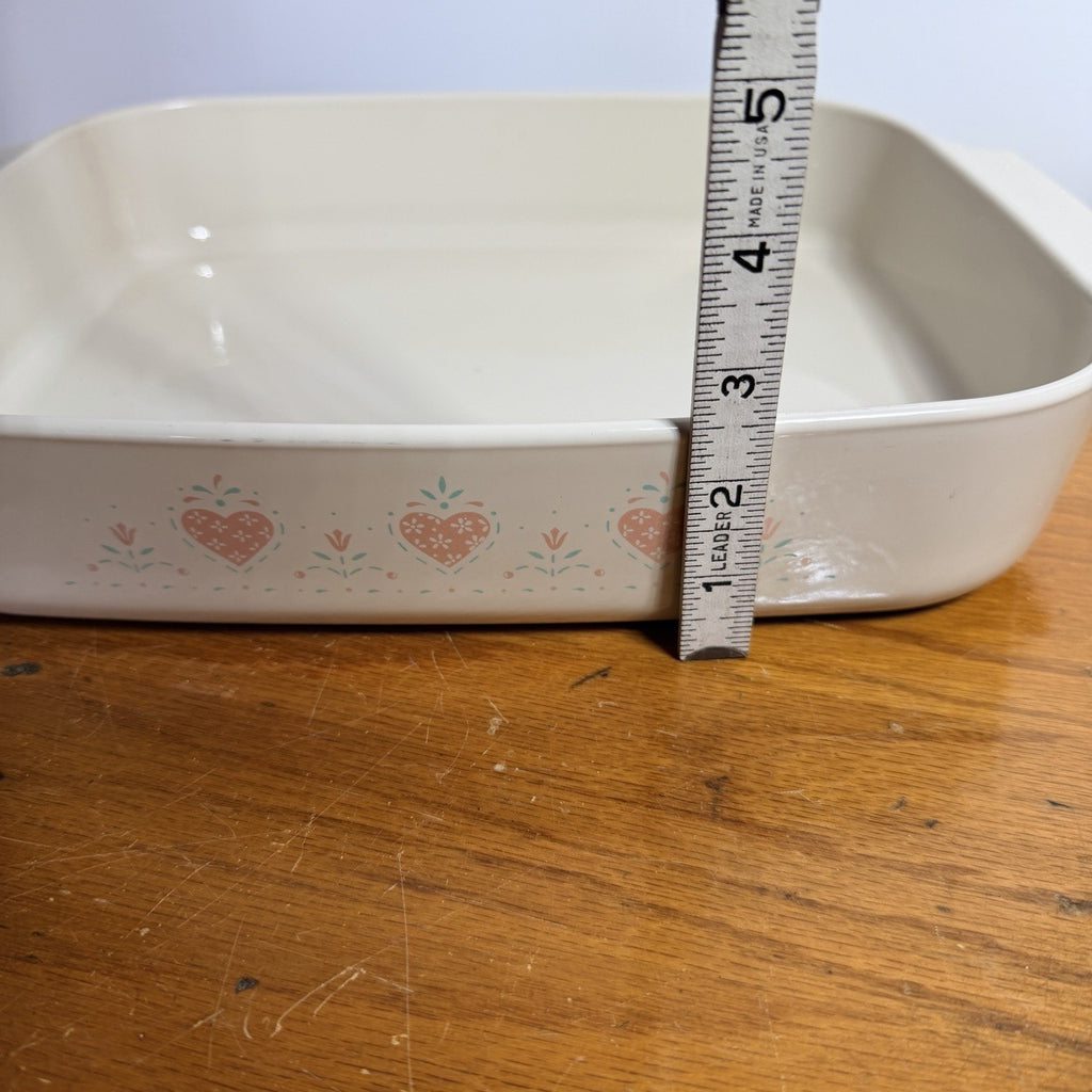 Corning Ware Forever Yours 9x13 Rectangle Roaster Lasagna Cake Pan Pink Heart