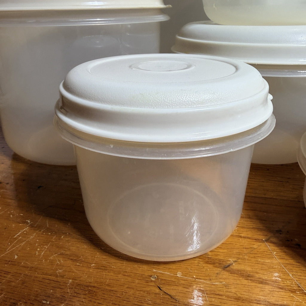 Set 8 Vtg Rubbermaid Servin Saver Round Food Containers Almond Lids