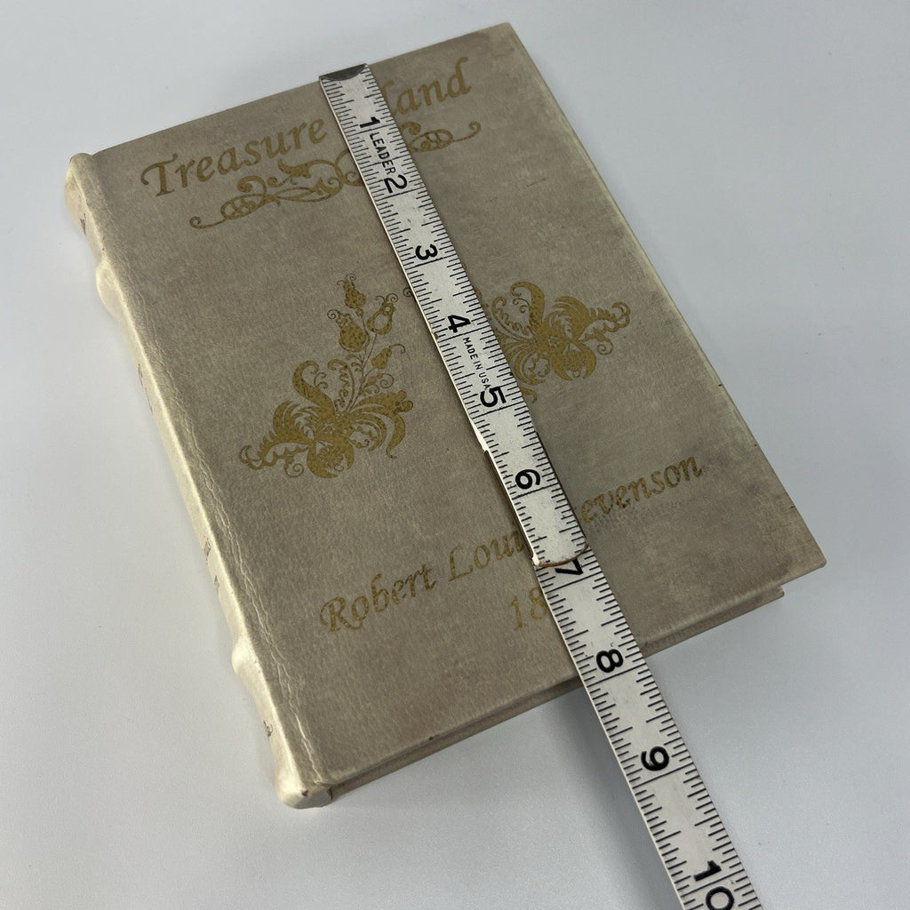 Faux Fake Book Storage Stash Box Library Safe Treasure Island Lined Gray Gold 8"