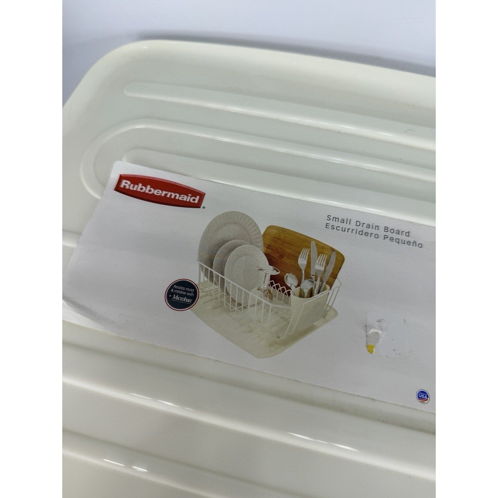 Vtg Rubbermaid Hard Rubber Small Drain Board Dish Tray 118A Almond 14.2 x 14.8