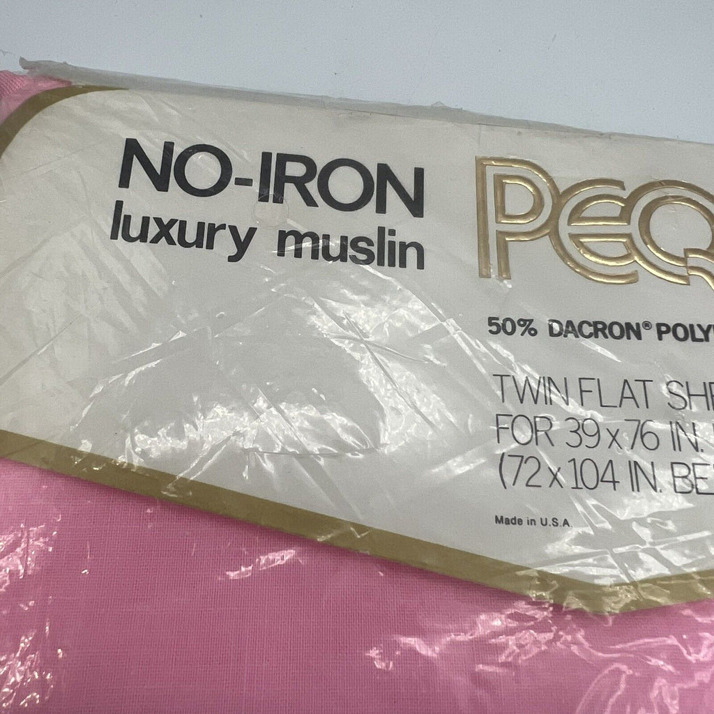 Vtg Pequot Pink Checkered Twin Flat Sheet Muslin Checkmates 39x76 Cottage Retro