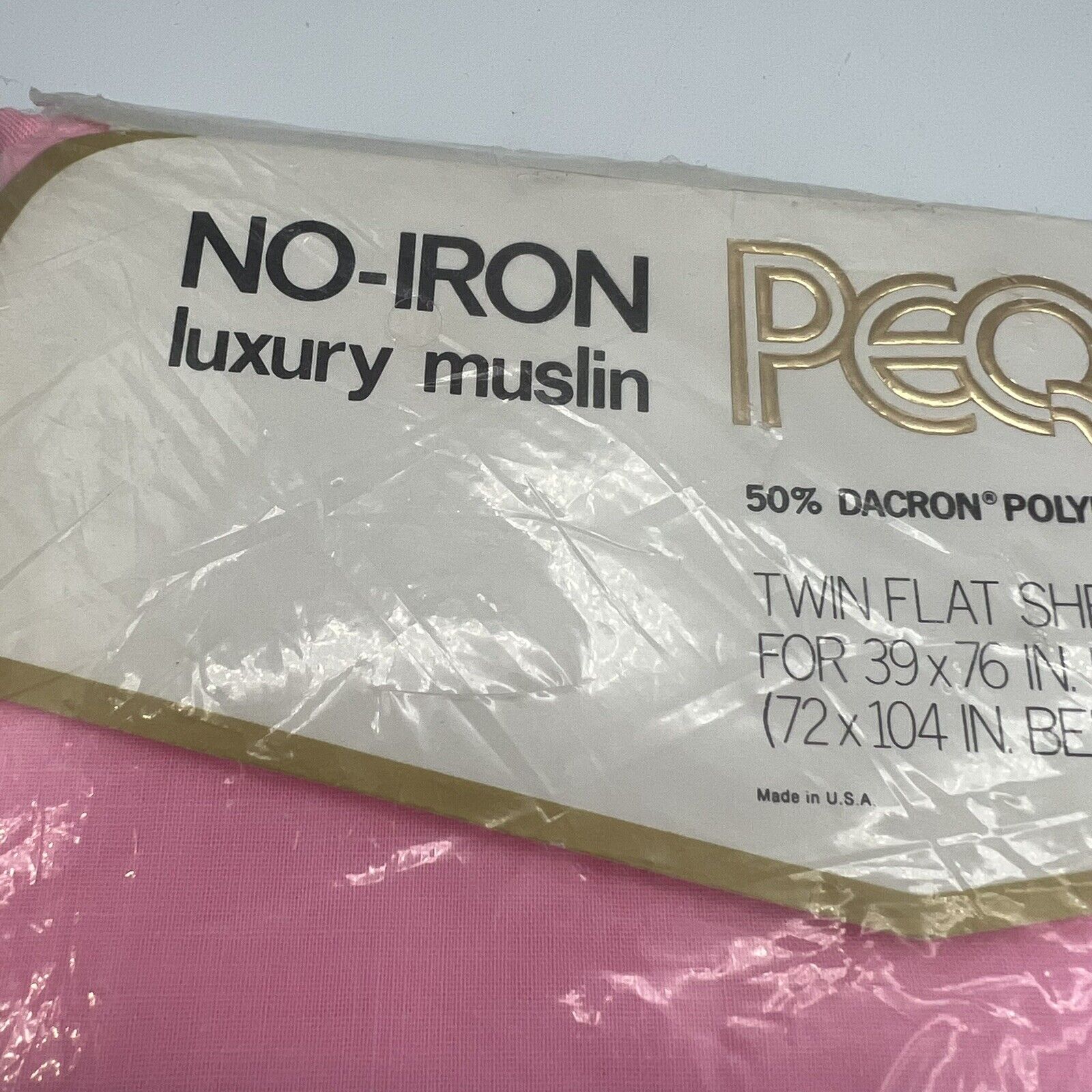 Vtg Pequot Pink Checkered Twin Flat Sheet Muslin Checkmates 39x76 Cottage Retro