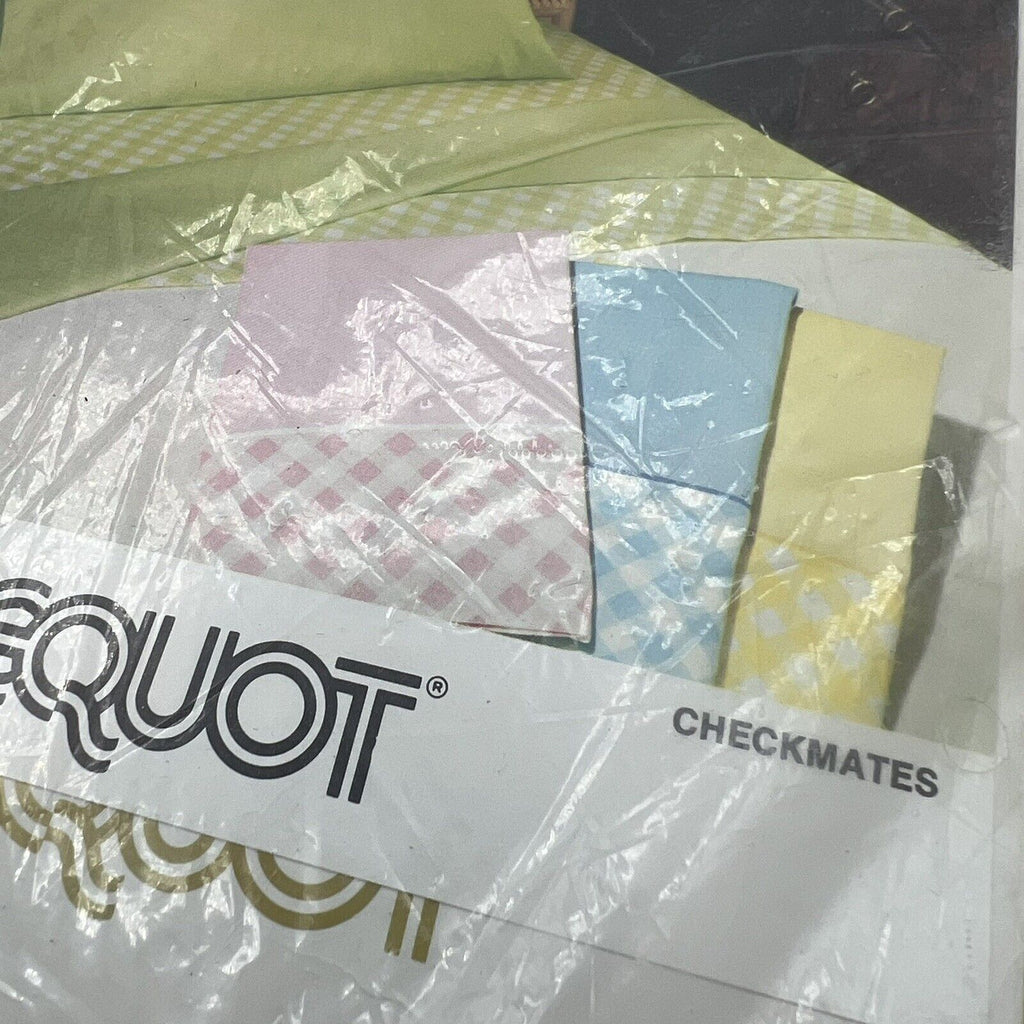 Vtg Pequot Pink Checkered Twin Flat Sheet Muslin Checkmates 39x76 Cottage Retro